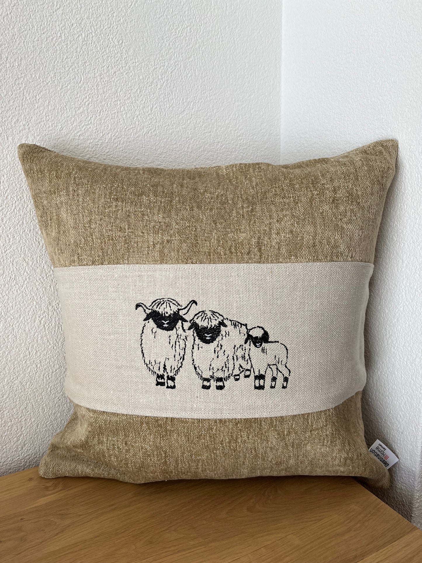 Blacknose Sheep cushion cover, three sheep, grey
