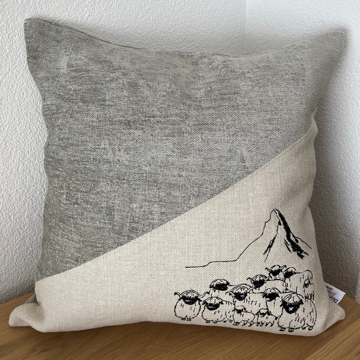 Blacknose Sheep with Matterhorn cushion cover, grey