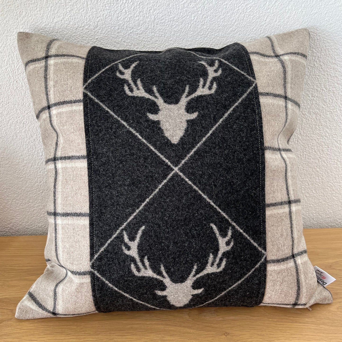 Deer design cushion cover, deer centered, red/brown