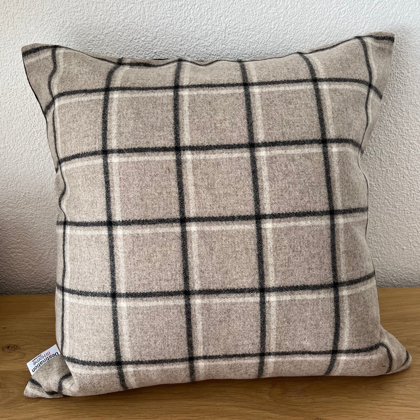 Deer design cushion cover, deer centered, grey/beige